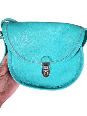 ROOTS Turquoise Leather Crossbody Saddle Bag - Women